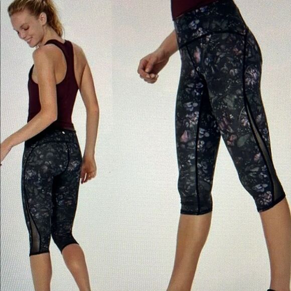 Lululemon Floral Print Wunder Under Crop Leggings Frozen Flourish Size 4 - Picture 1 of 15